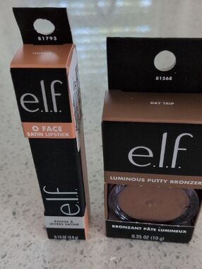 E.L.F. Face Satin Lipstick & Day Trip Luminous Putty Bronzer - Bronze/Tan